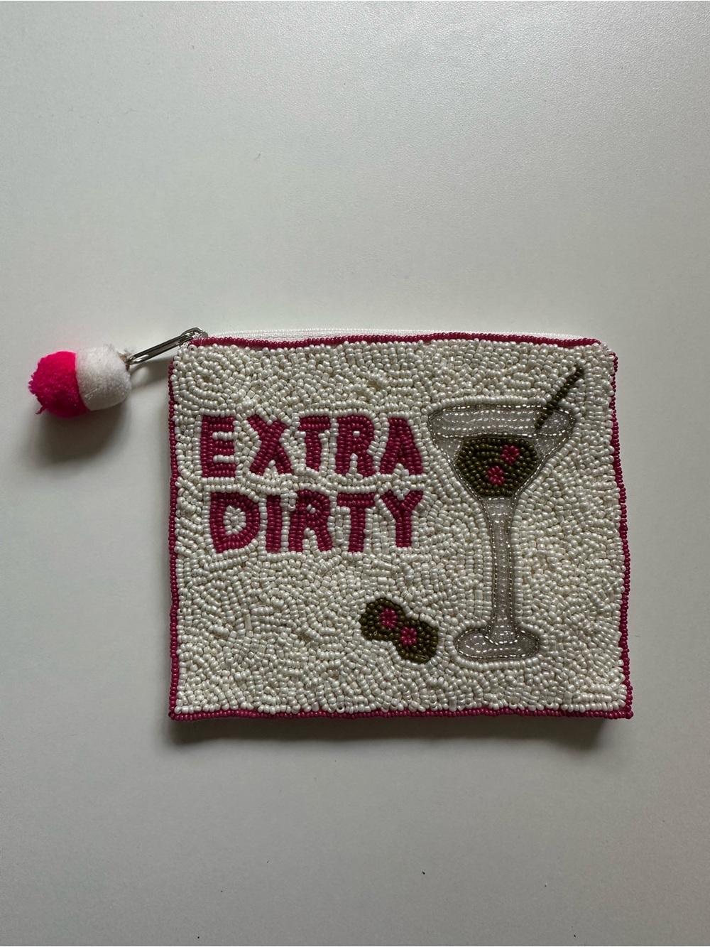 Beaded 'Extra Dirty' Cocktail Clutch - White & Pink - Picture 3 of 5